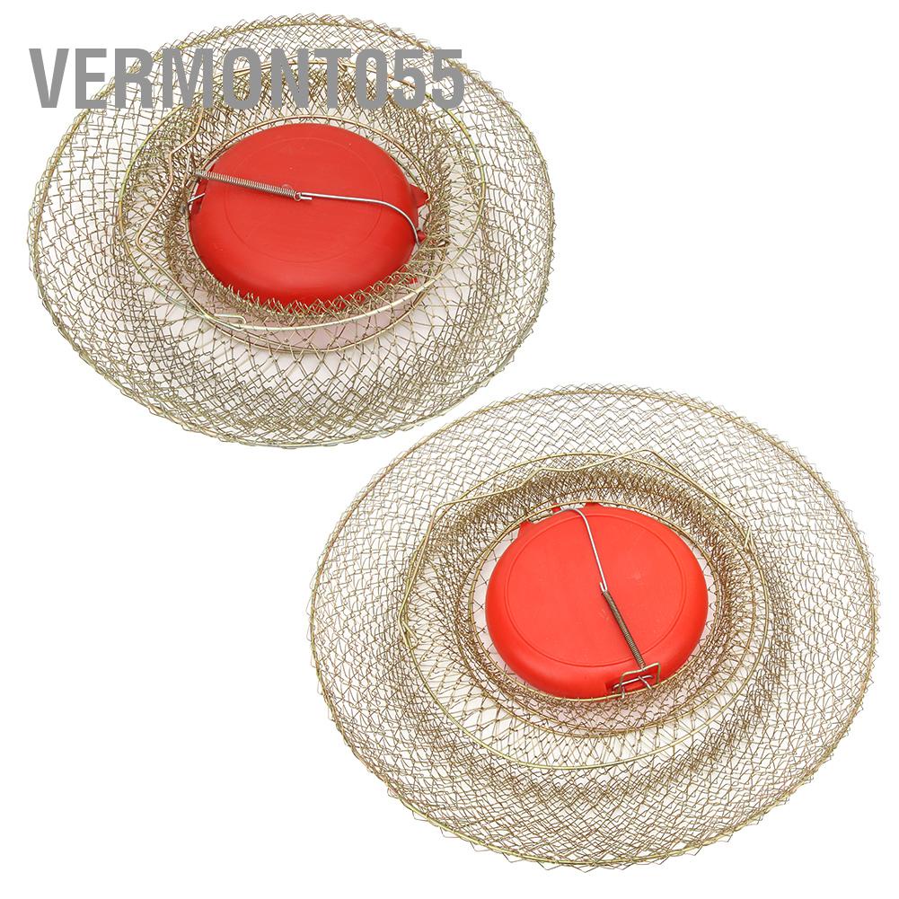Có thể bán buôn Thép không gỉ có thể gập lại tròn di động Fish Shrimp Basket Fishing Net Cage with Floating Bowl Vermont055 Hàng giao ngay