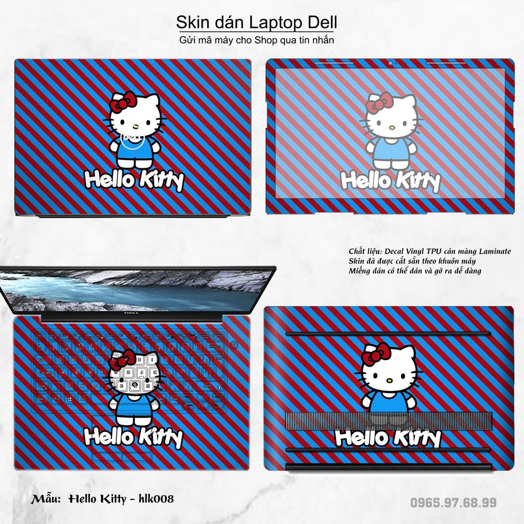 Skin dán Laptop Dell in hình Hello Kitty (inbox mã máy cho Shop)