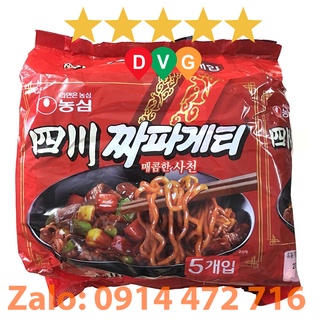 Bịch 5 Gói Mì Trộn Tương Đen Chapagetti Cay Sachun Nongshim Hàn Quốc 137G X 5