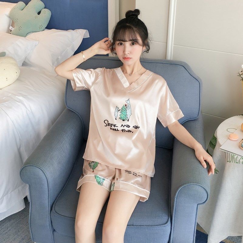  Set Đồ Ngủ Ngắn Vải Lụa Phong Cách Hàn Quốc Quyến Rũ Dành Cho Nữ | BigBuy360 - bigbuy360.vn