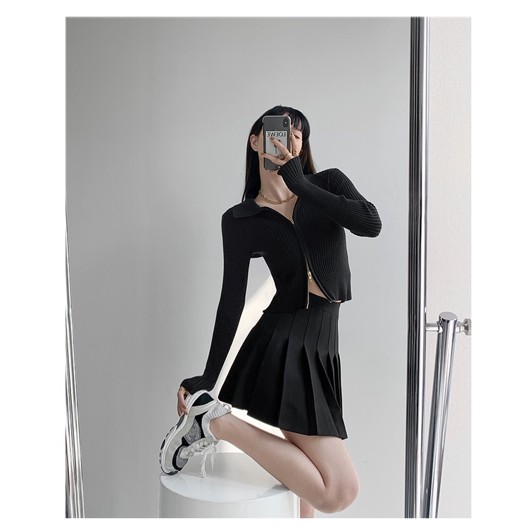 Chân váy tennis xếp ly màu trắng đen xếp li skirt cạp lưng cao ngắn chữ a phong cách CV35