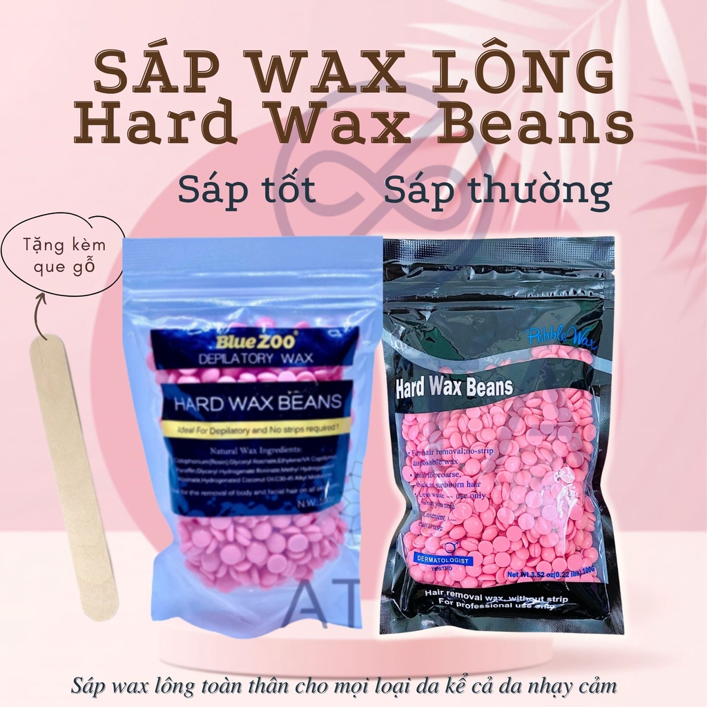 SÁP WAX LÔNG 100G HARD WAX BEANS BLUE ZOO, hạt đậu tẩy lông Bluezoo, hair remover bean