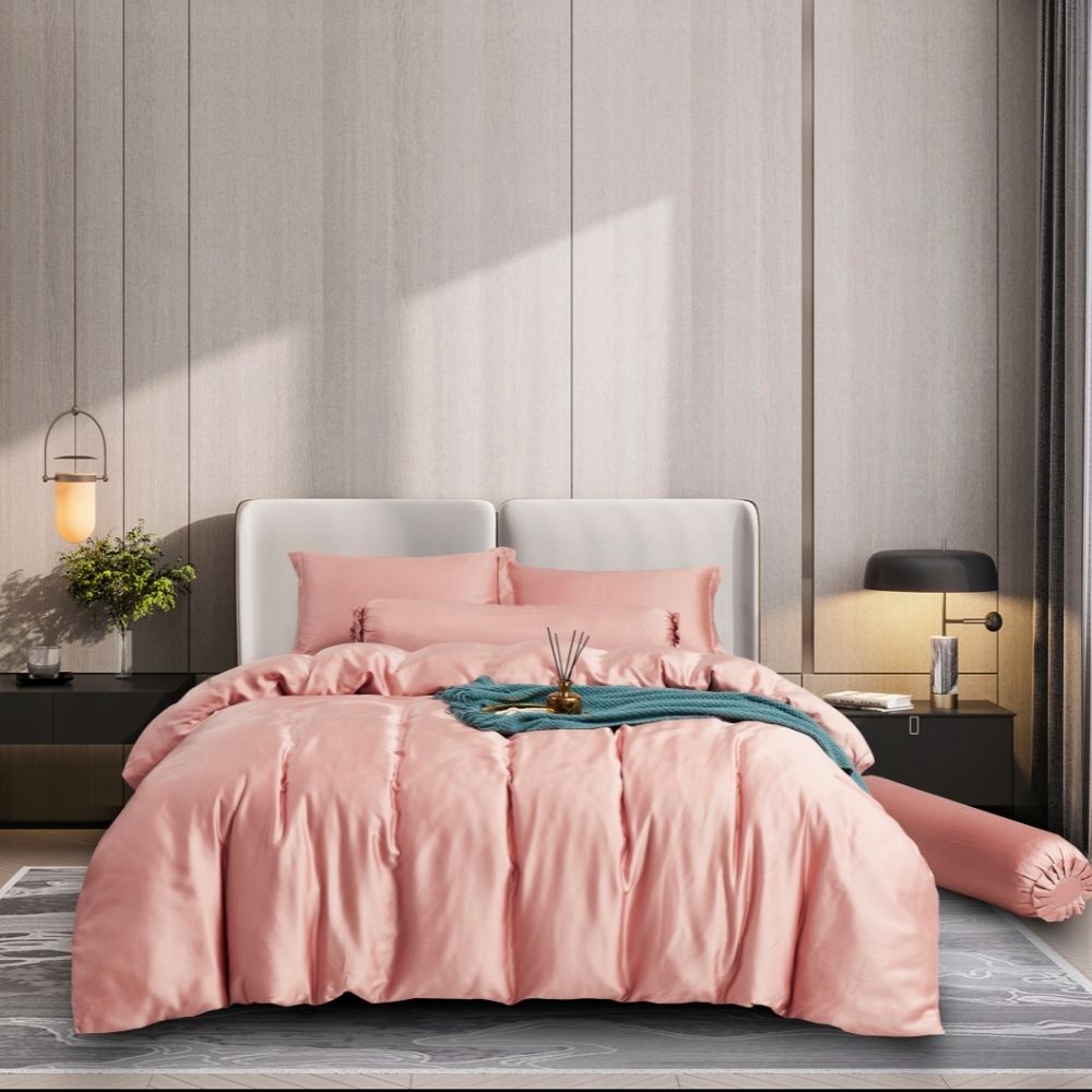Bộ 5 món ga giường, áo gối NIN Tencel 868 màu hồng - Misty Rose (không kèm mền)