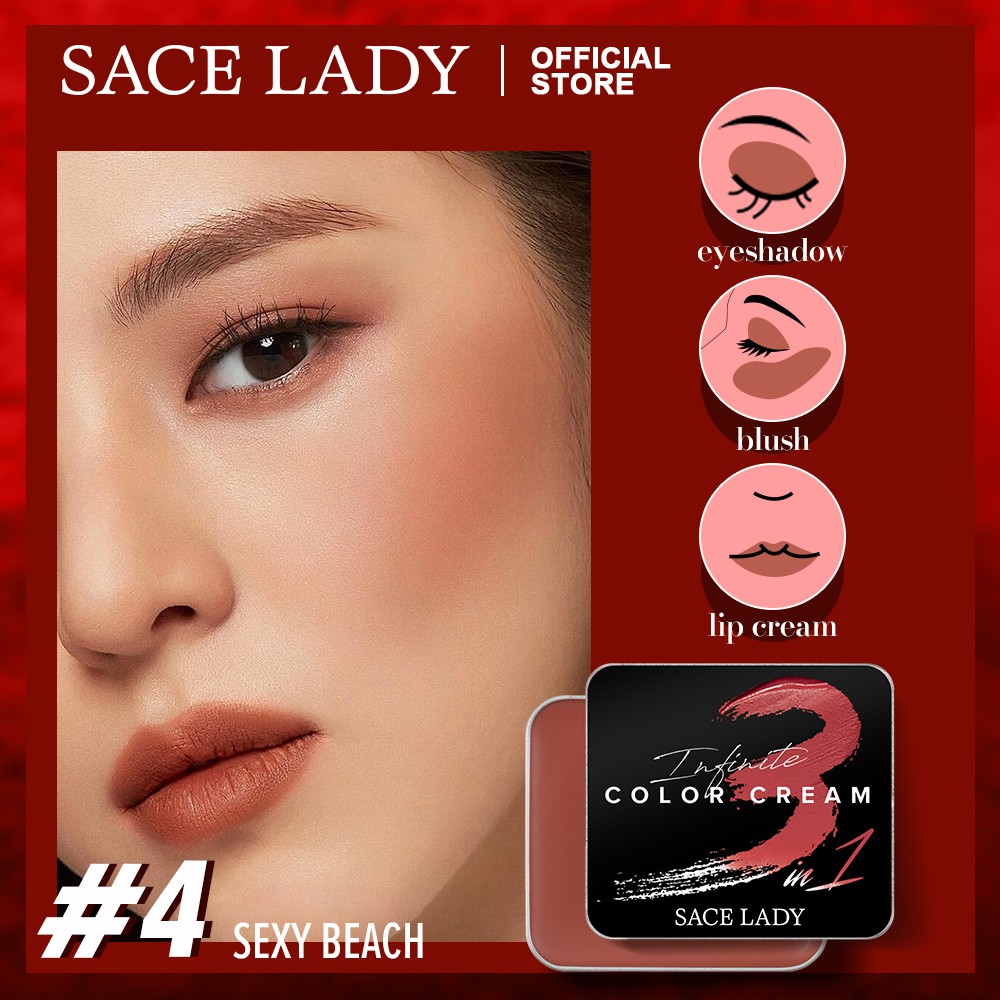 Kem trang điểm SACE LADY 8g/0.28Oz dòng Infinite 3 trong 1 làm má hồng/ son môi/ phấn mắt chuyên dụng | WebRaoVat - webraovat.net.vn