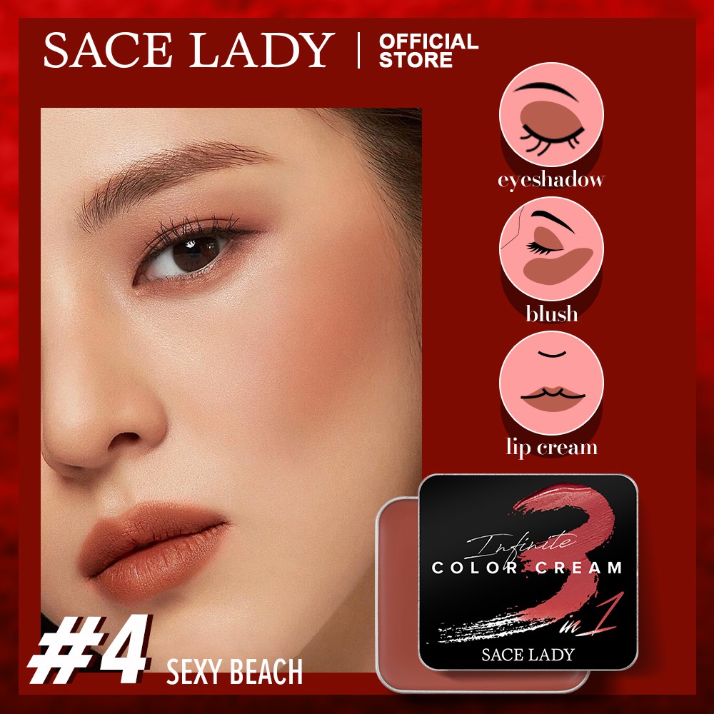 Kem trang điểm SACE LADY 8g/0.28Oz dòng Infinite 3 trong 1 làm má hồng/ son môi/ phấn mắt chuyên dụng | BigBuy360 - bigbuy360.vn