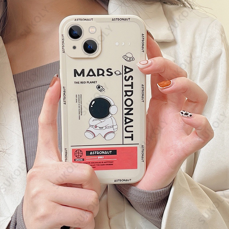 Mới Ốp Điện Thoại Silicon Vuông Mềm Hình Phi Hành Gia Cho iPhone 13 pro Max 12 pro Max 6s plus 7 plus 8 X Xs Xr Xsmax 11 pro Max Se2020