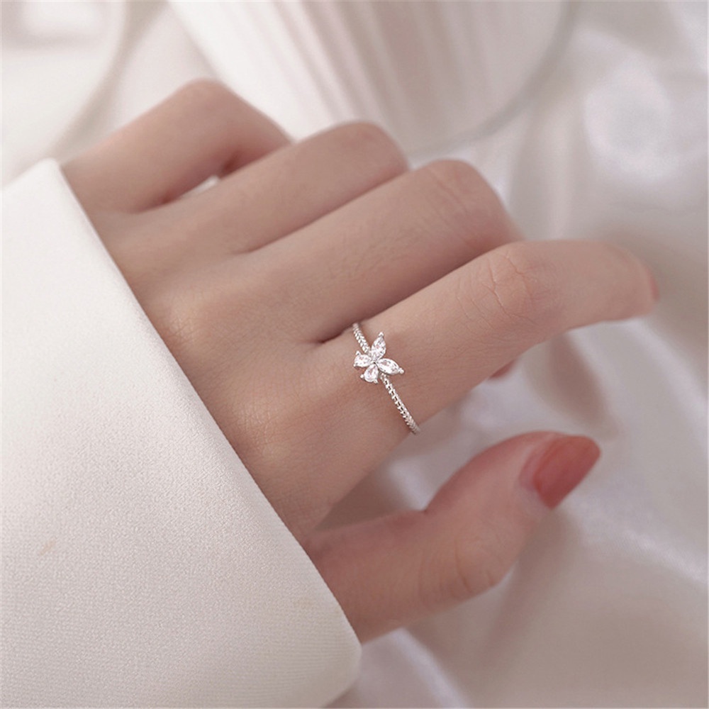 Nhẫn xoắn ốc hình bướm đính đá có thể điều chỉnh thời trang xuân hè cho nữ