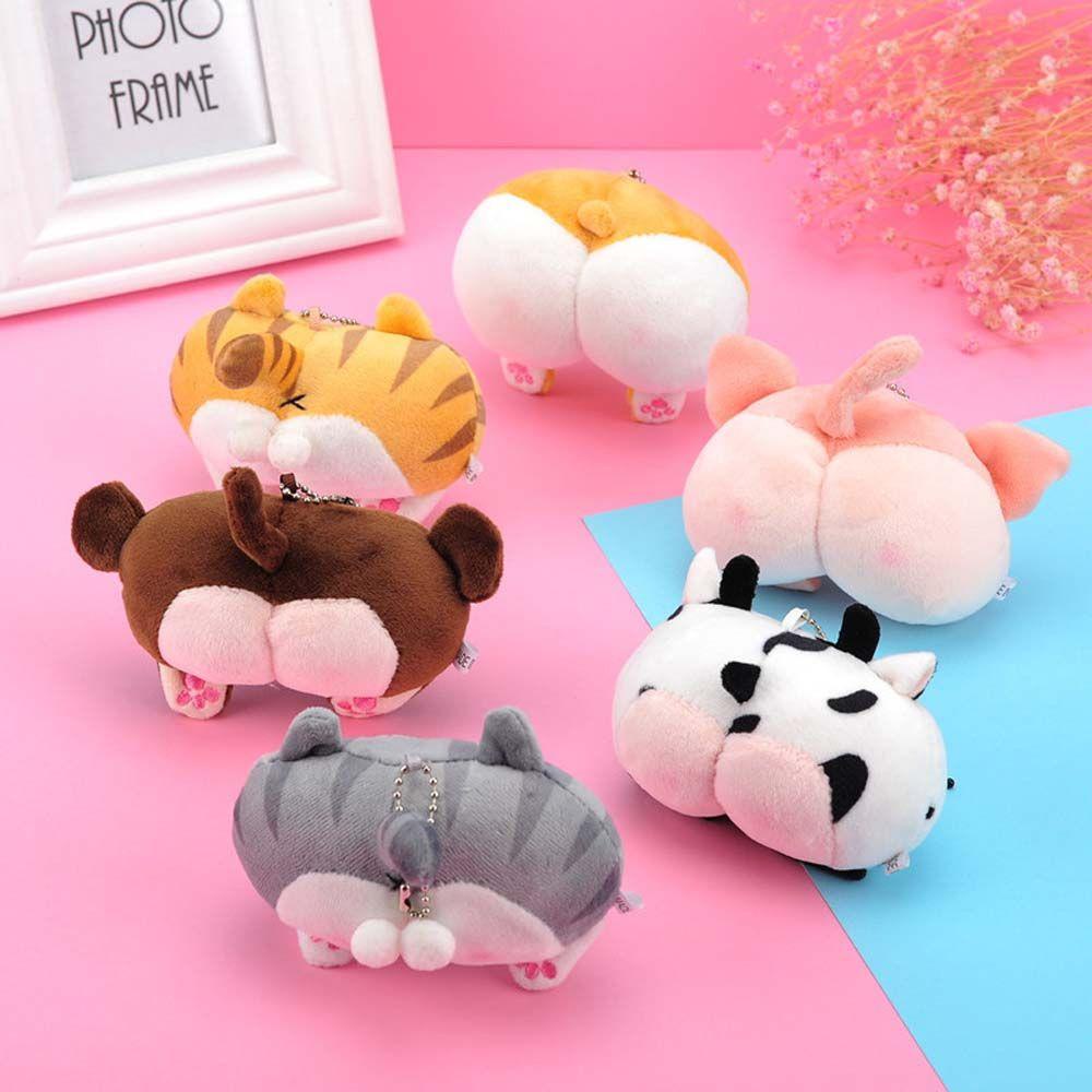 Móc Khóa Hình Heo / Khỉ / Corgi Hoạt Hình Nhồi Bông Dễ Thương