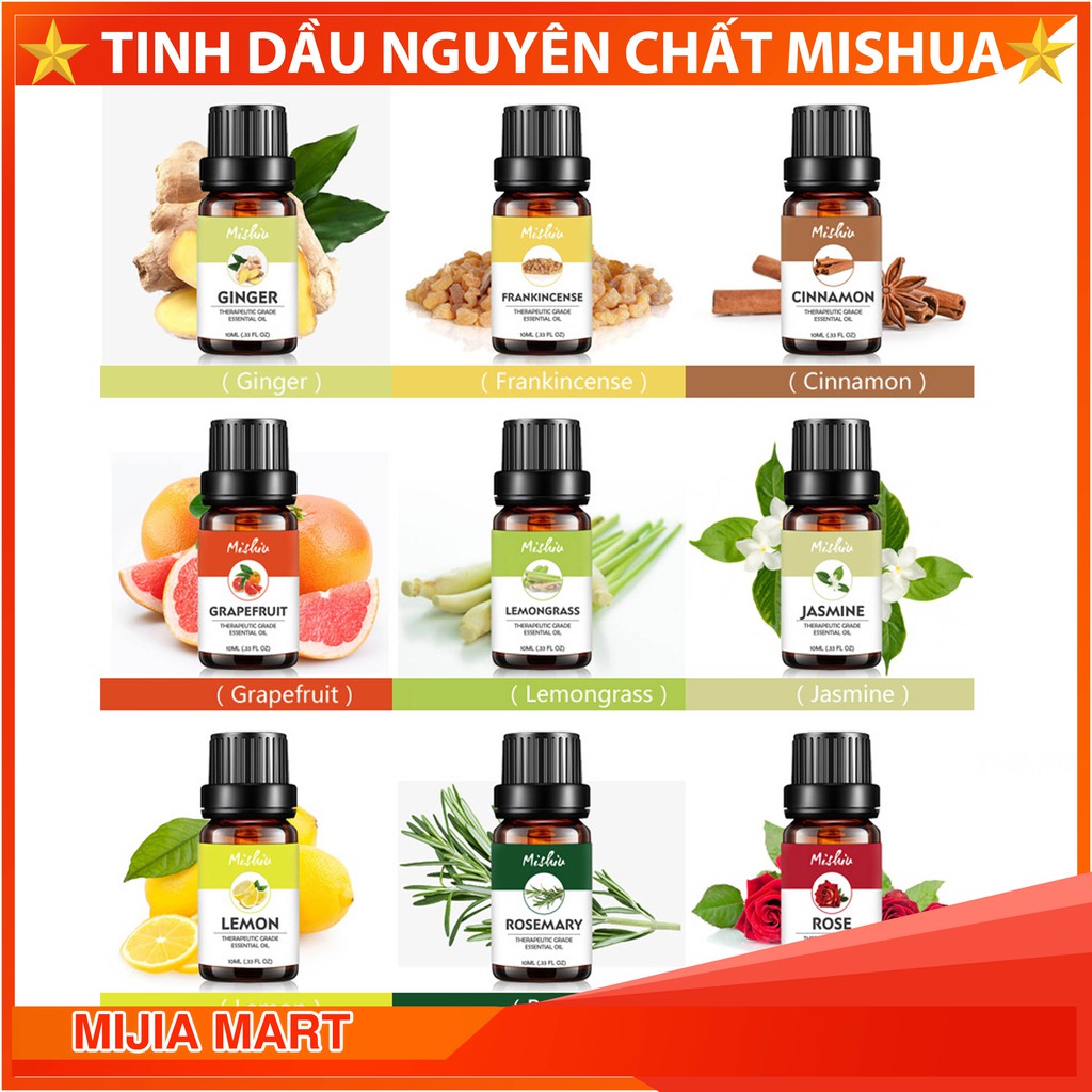 Tinh dầu thiên nhiên nguyên chất Mishua. Tinh dầu xông phòng không tạp chất