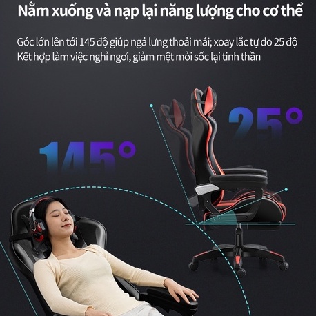 Ghế gaming dành cho nam giới Ghế ngồi máy tính tại nhà Thiết kế công thái học đem tới cảm giác thoải mái Loa kép có kèm