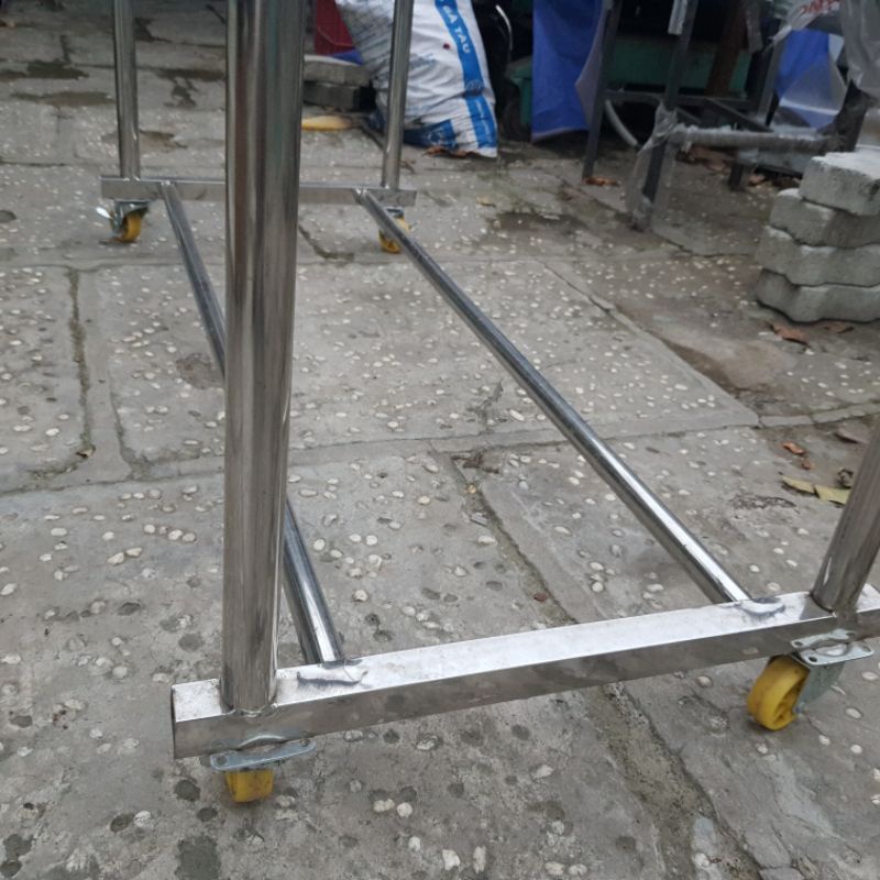 Sào phơi đồ đôi , tháo ráp , inox tốt,  dày , chắc chắn , có bánh xe , dài 120cm có tăng giảm, sào trơn và khoen