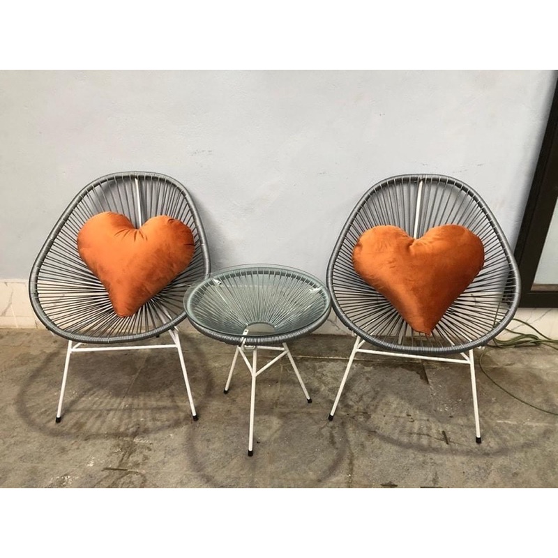 Bộ Bàn Ghế Ban Công Giả Mây Lõi Thép, Giúp Thư Giãn Trang Trí Phòng Khách Sân Vườn Coffee, Decor Khách Sạn