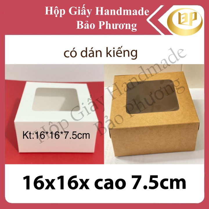 Hộp đựng bánh bông lan trứng muối handmade 16x16x7.5 cm