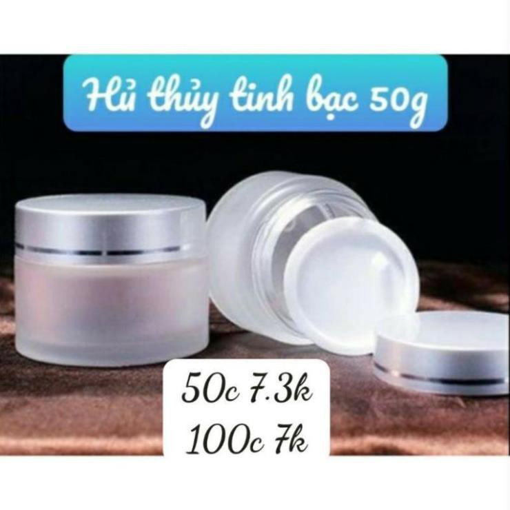 Hủ Đựng Kem ❤ TOP GIÁ RẺ ❤ Hũ chiết mỹ phẩm thủy tinh nắp bạc 5g/10g/15g/20g - Hũ kem thủy tinh , phụ kiện du lịch