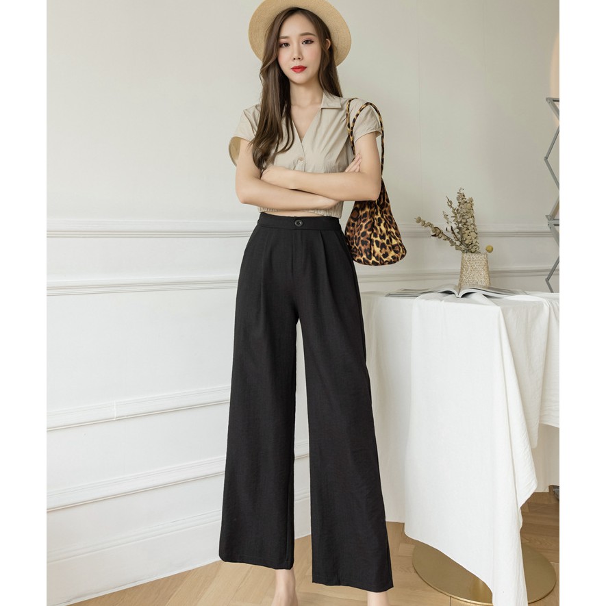 Quần Culottes ống rộng dáng lửng dài 85cm - Quần đũi lửng tôn dáng 3 màu Trắng / Đen / Kem | SchoolF