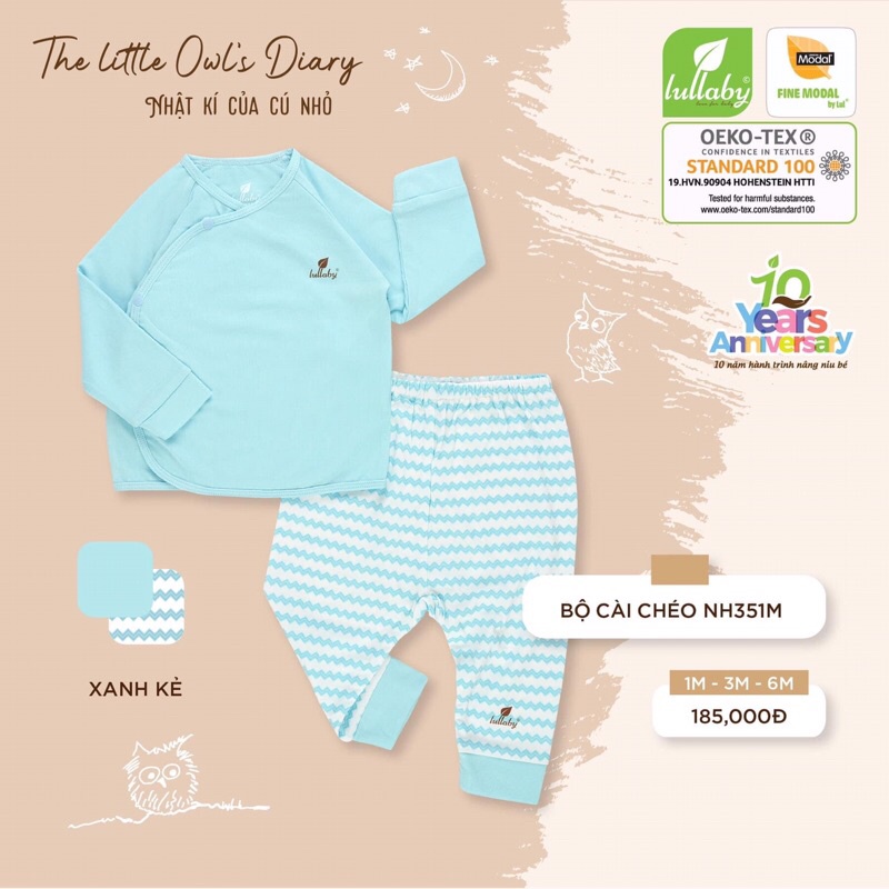 [NH351M] Bộ sơ sinh cài lệch thun lạnh mềm, mát Lullaby cho bé