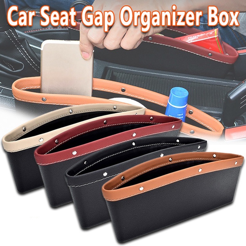 Giá đỡ cốc bằng da đa năng gắn khe ghế ngồi xe hơi