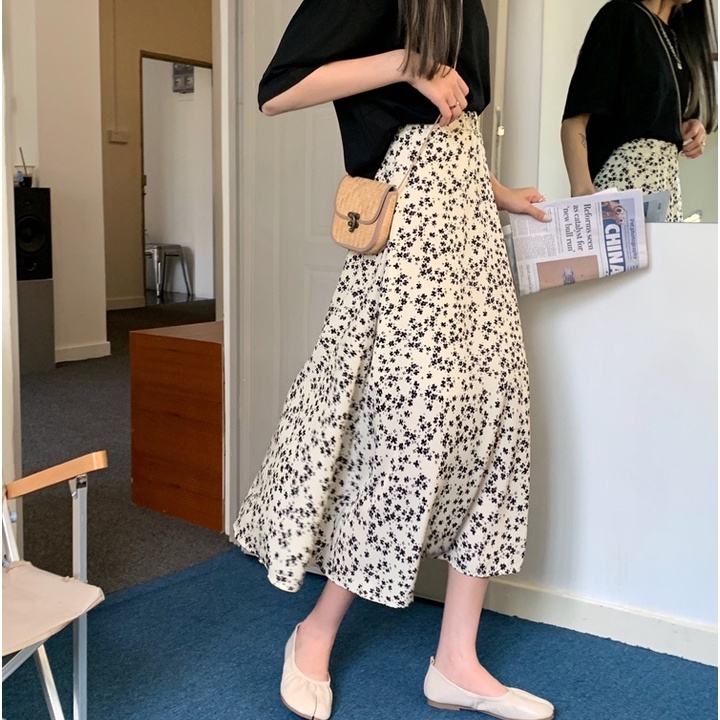 Chân Váy Chữ A Lưng Cao In Họa Tiết Mẫu Mới Thời Trang Xuân Hè Cho Nữ