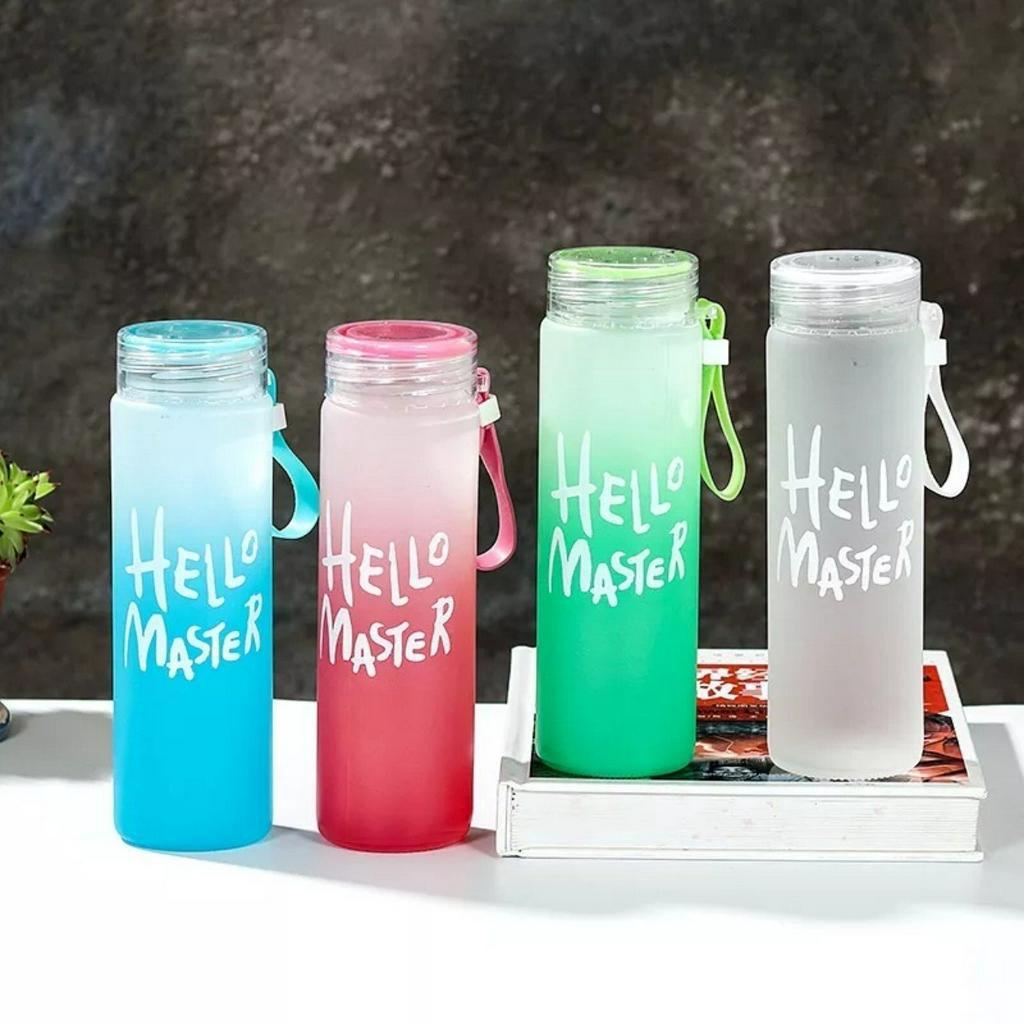 Bình Thủy Tinh Đựng Nước HELLO MASTER 400ML Xinh Xắn
