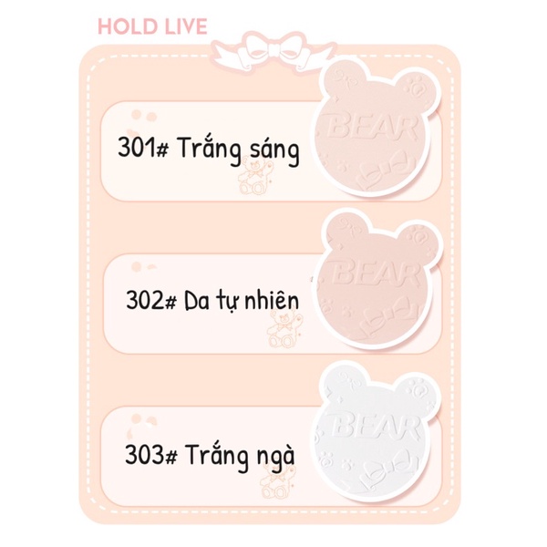 Phấn phủ, phấn nén kiềm dầu Hold Live Little Bear HL546
