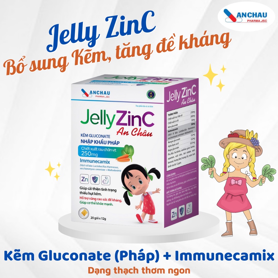 Thạch dinh dưỡng Kẽm, Canxi, Yến sào ăn ngủ ngon, mát gan giải độc cho trẻ - Gói lẻ 12g