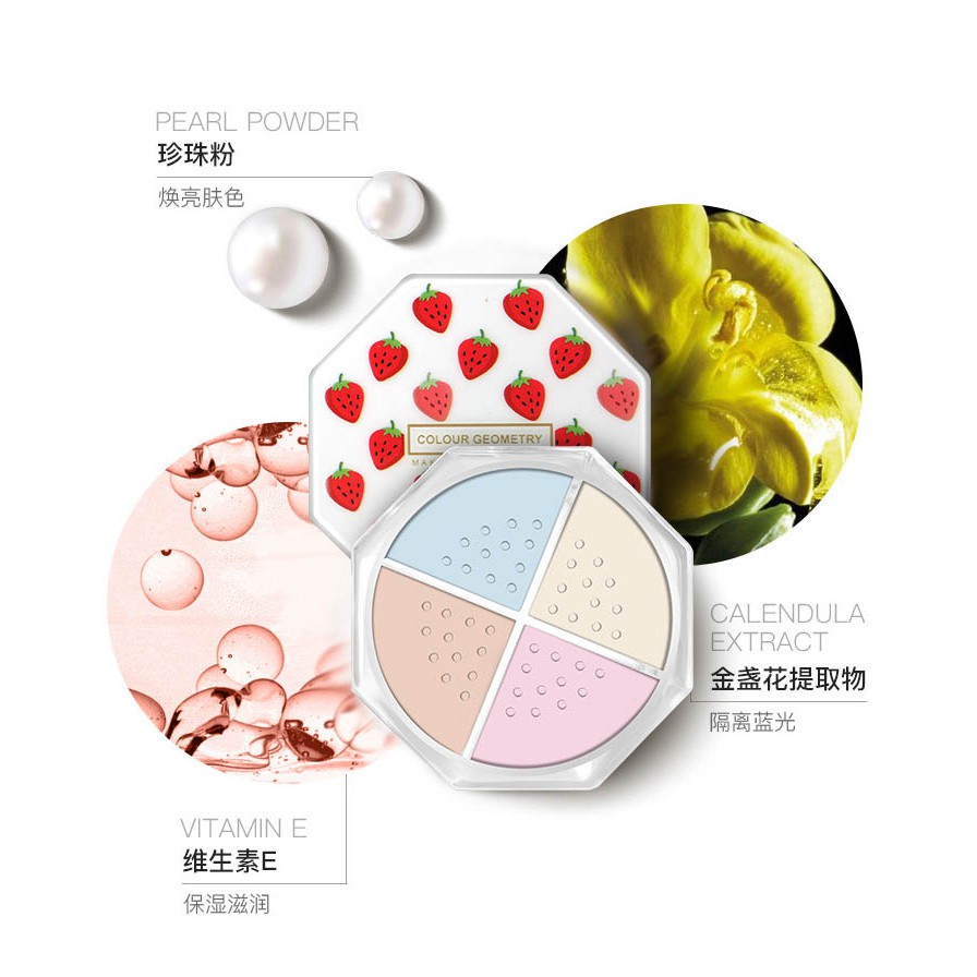 (Bán Buôn – Sỉ) Phấn Phủ Kiêm Che Khuyết Điểm Quả Dâu Tây 4 Ngăn Chống Thấm Nước Dưỡng Ẩm Kiềm Dầu Dạng Bột P50 | BigBuy360 - bigbuy360.vn