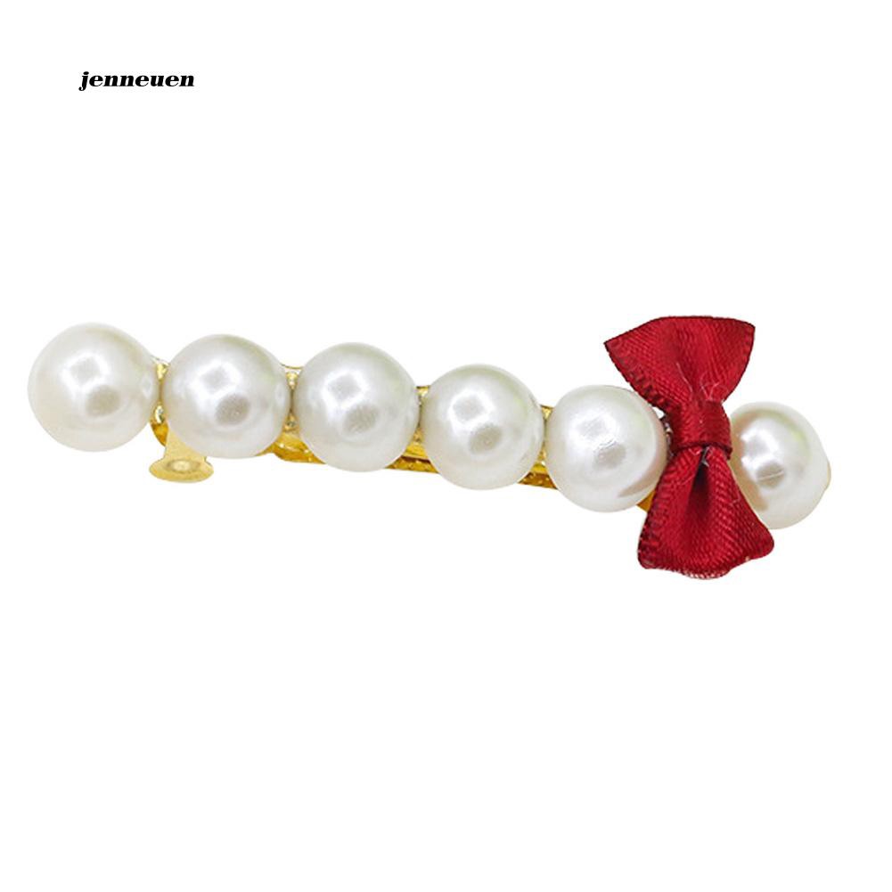 Kẹp tóc nơ đính ngọc trai thời trang