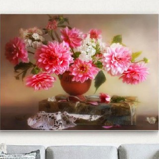 [SALE OFF] TRANH ĐÍNH ĐÁ BÌNH HOA THƯỢC DƯỢC TRANH CHƯA ĐÍNH KT 50x75