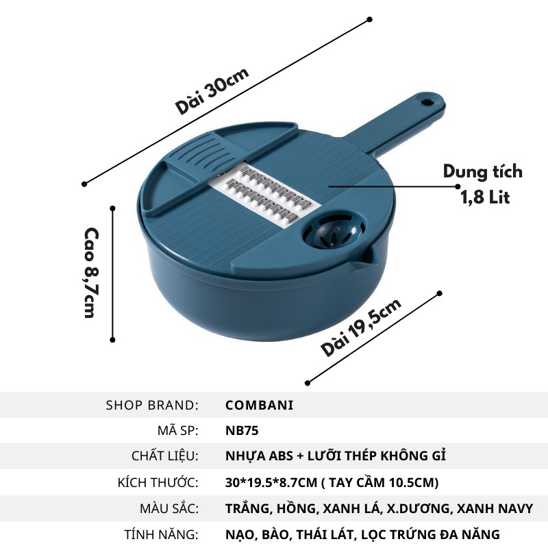 Bộ Nạo Rau Củ Quả Đa Năng 12 Chi Tiết Chất Liệu Nhựa Lúa Mạch Cao Cấp An Toàn Dễ Sử Dụng Combani NB75