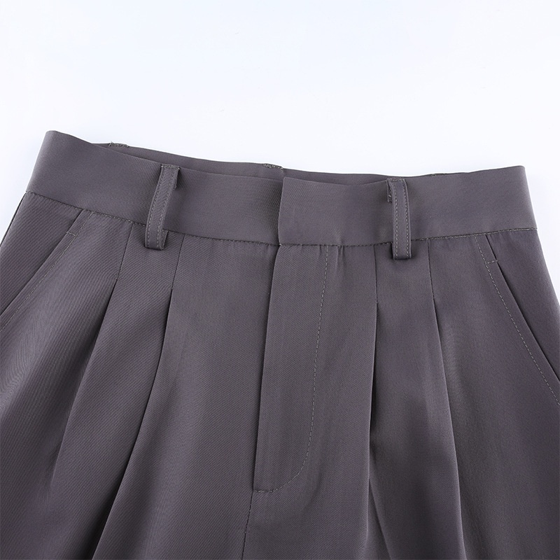 DUNEA Quần Dài Lưng Cao Phối Túi Thiết Kế Màu Trơn Thanh Lịch Thời Trang Công Sở