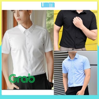 Áo sơ mi nam body ôm tay ngắn form Hàn Quốc vải lụa trơn mềm mại thoáng mát nhiều màu sắc MON01
