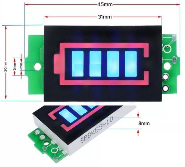 Mạch báo dung lượng pin Lithium ion 1S - 8S DC 3.7 - 29.6V