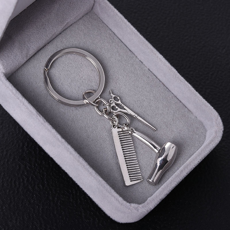 Móc Khóa Hình Kéo Lược Sấy Tóc