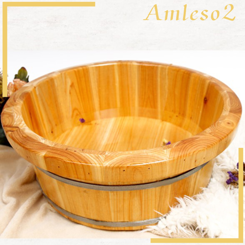 [AMLESO2]Cedar Wood Foot Basin Tub Bucket For Adult Foot Bath Massage Spa Sauna Soak