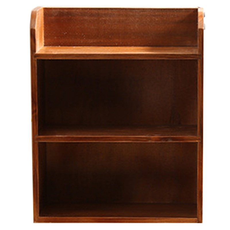Wooden Wall Shelf Storage Holder Stand Desktop Organiser Decor-Brown#HAVN