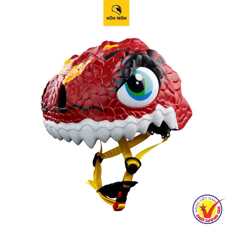 Nón bảo hiểm xe đạp thể thao BALDER DRAGON RED trẻ em cao cấp có đèn led