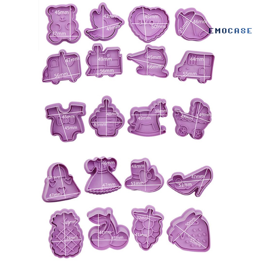 Set 4 Khuôn Nhấn Làm Bánh Quy Bằng Nhựa Không Dính Họa Tiết Hoạt Hình Cho Nhà Bếp