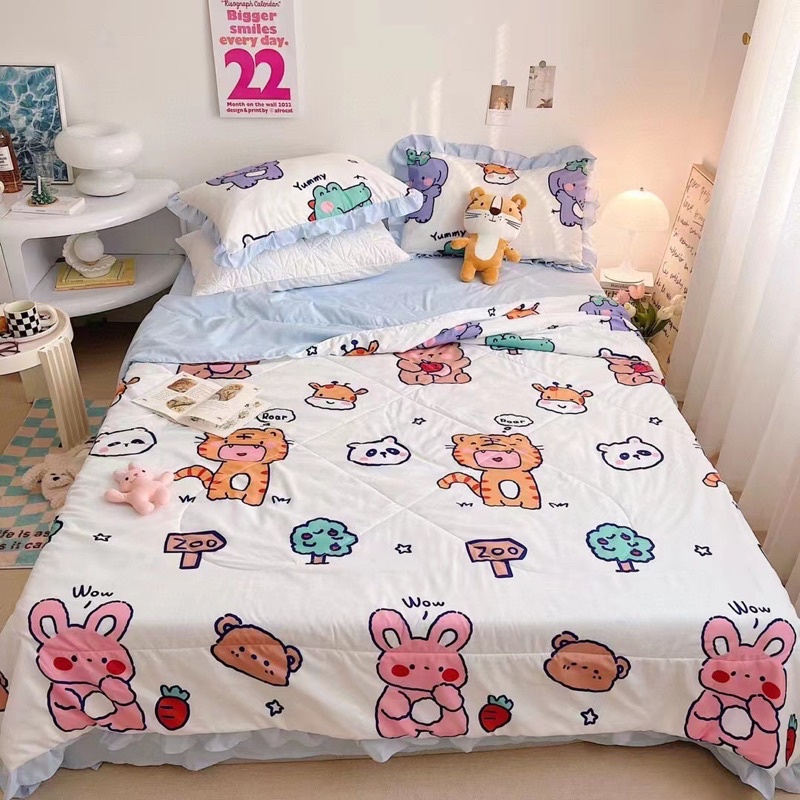 Đũi chăn chần bèo to Suhali, bộ ga giường vỏ gối và chăn chần bông họa tiết đáng yêu | BigBuy360 - bigbuy360.vn