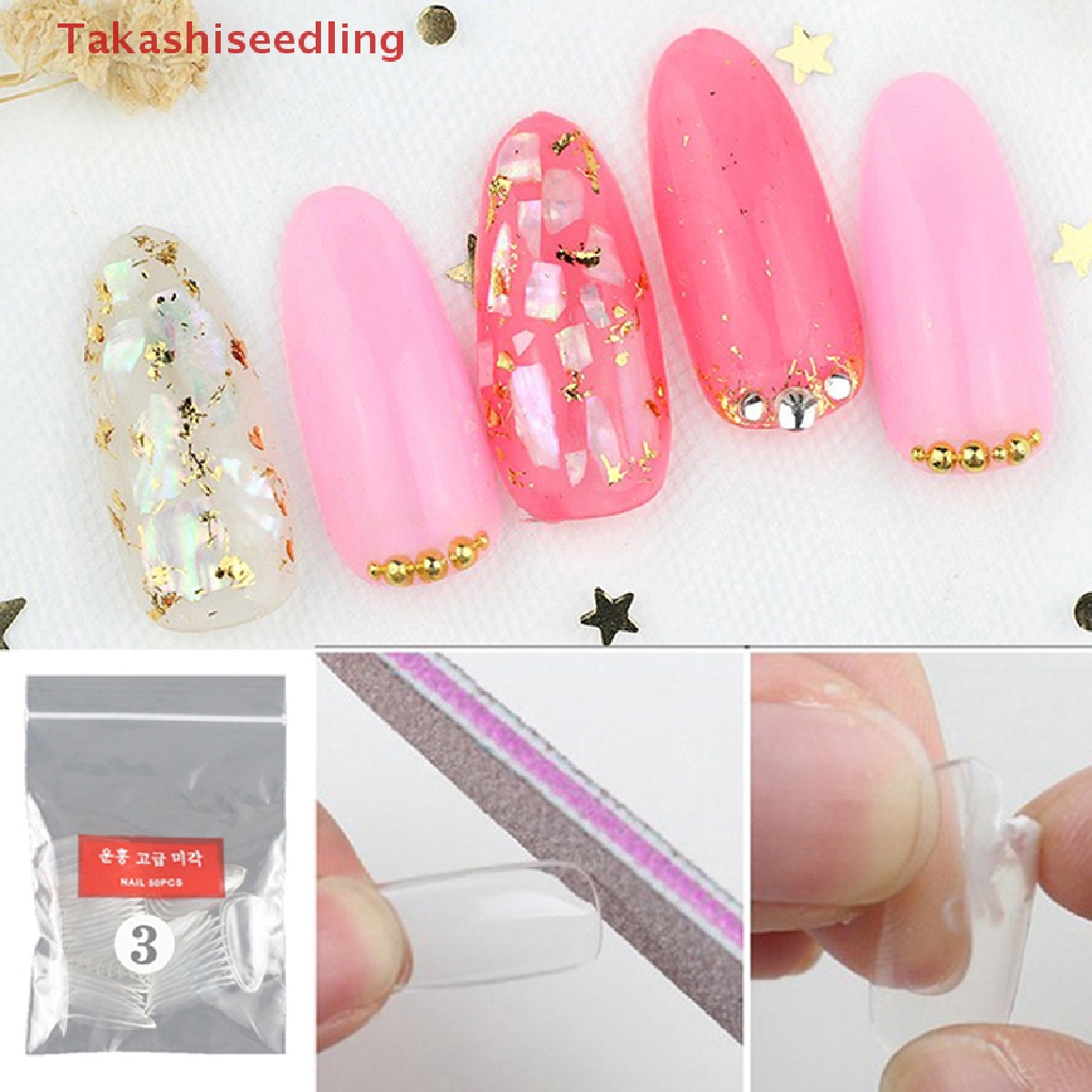 [Hàng mới về] Hộp 50 móng tay giả trong suốt dạng ốp tiện dụng