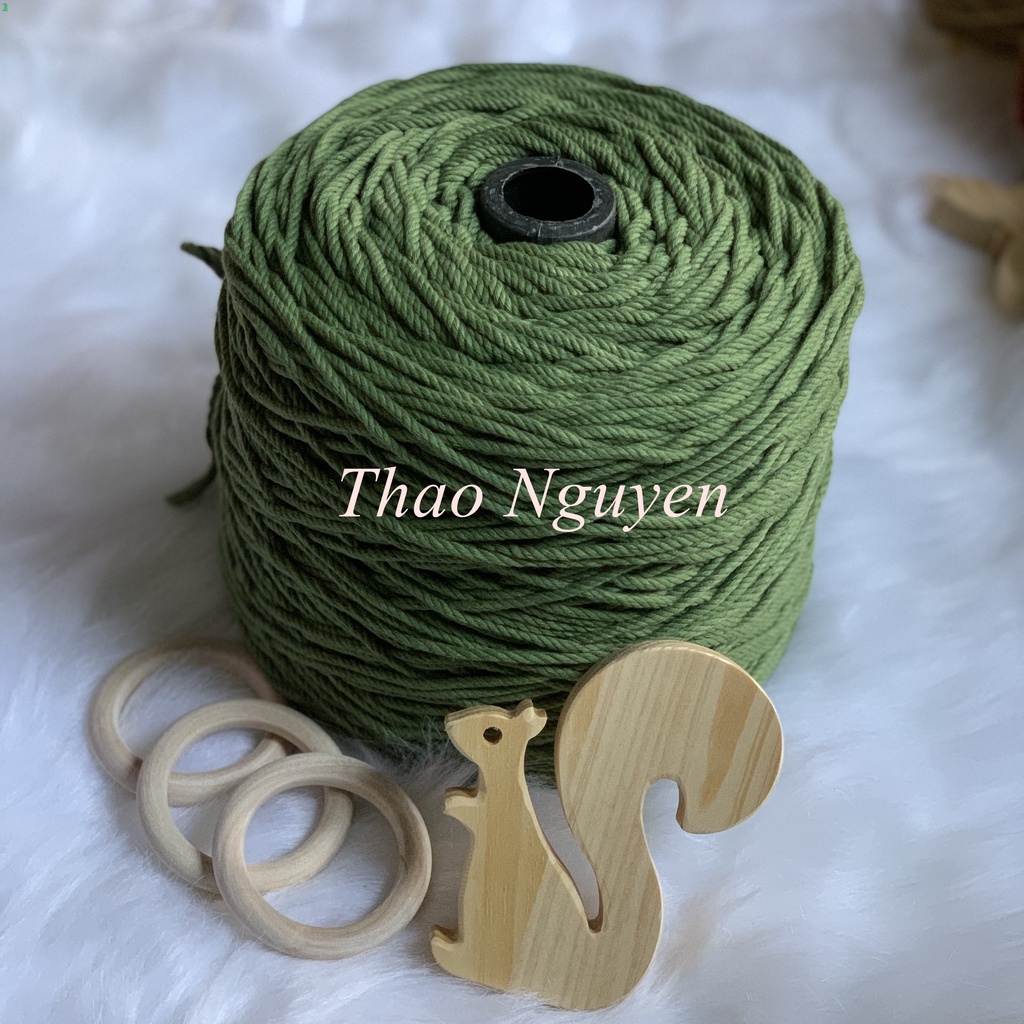 ( ẢNH THẬT ) Dây thừng se macrame màu XANH OLIVE size 3mm