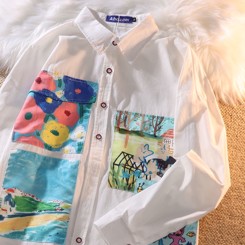 Áo sơ mi dáng rộng thời trang Nhật Bản trẻ trung dành cho cả nam và nữ