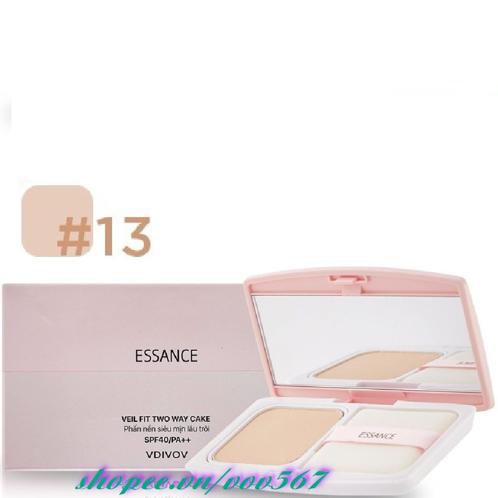 Phấn Nền Số 13 Tông Da Sáng Essance Siêu Mịn Lâu Trôi Veil Fit Two Way Cake Spf40 pa++ Chính Hãng.