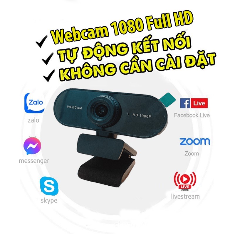 [Chính Hãng BH 12 Tháng] Webcam Máy Tính, Webcam Full HD 1080P Có Mic Học Online Qua ZOOM - Gọi Video Zalo