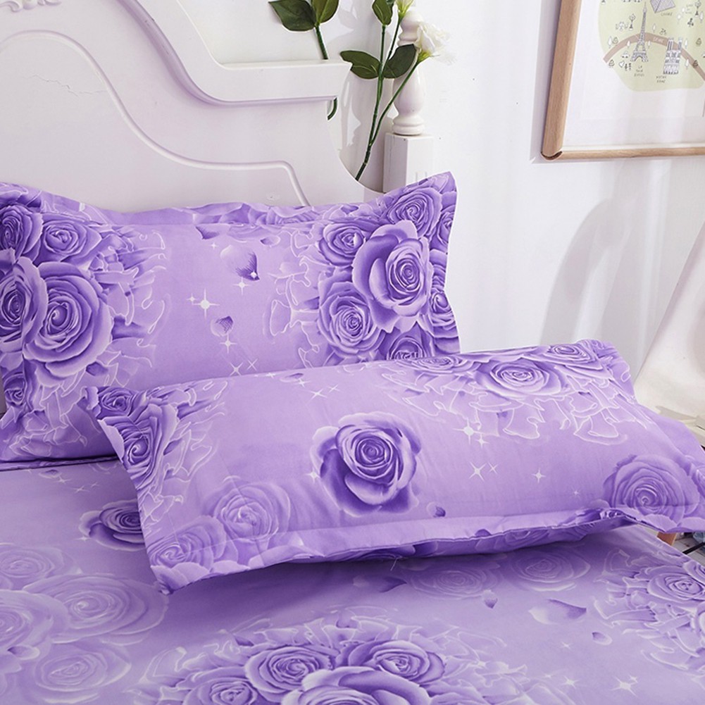 Ga giường vải polyester họa tiết hoa lãng mạn phối bèo nhún xinh xắn