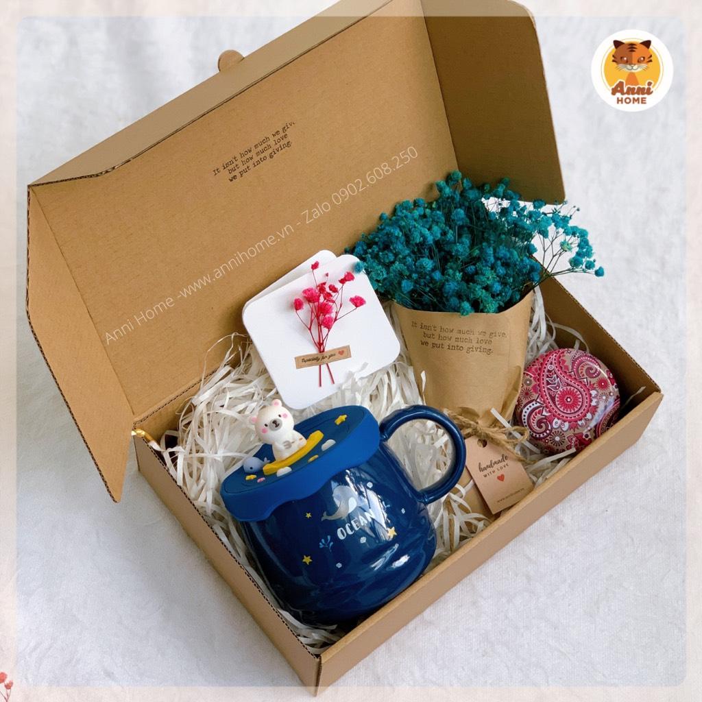 Sweet Valentines Gift Box - Anni Home. Set quà tặng 8/3, quà tặng sinh nhật, quà tặng bạn gái với hoa khô và ly sứ