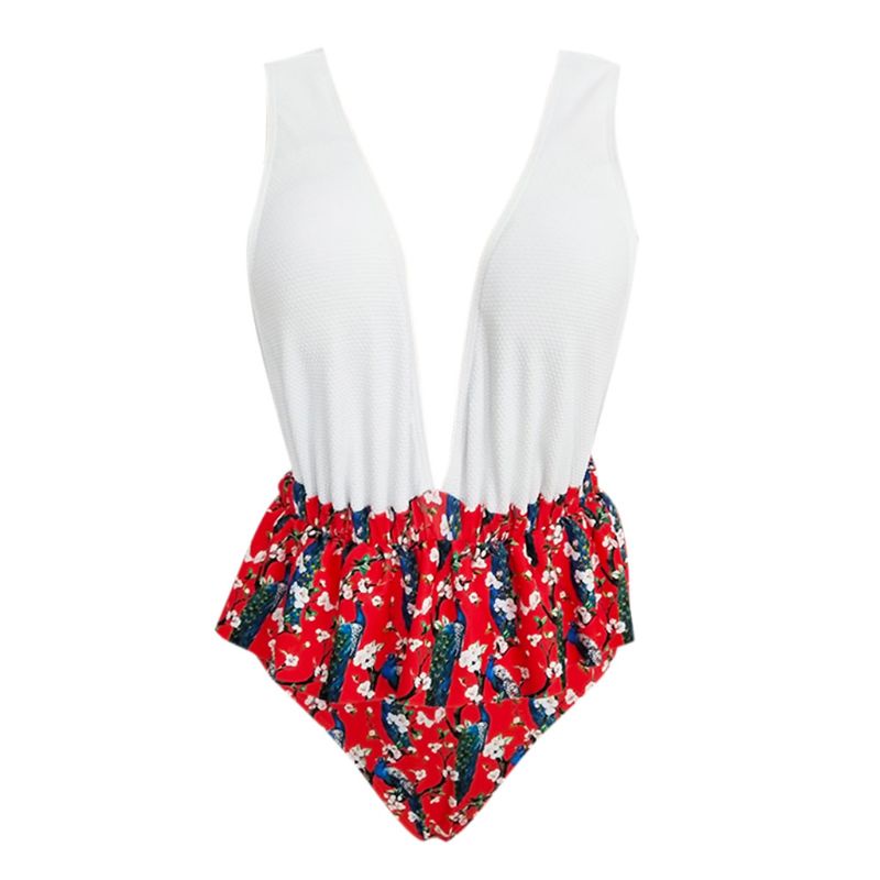 Xiangbao Bikini Một Mảnh Cổ Chữ V Khoét Sâu In Họa Tiết Hoa Gợi Cảm Cho Nữ