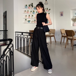 Quần cạp cao ống xuông rộng ( ohz high - waiste pant )