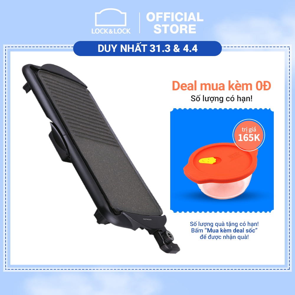 [Mã ELLOCKWL5 giảm 10% đơn 500K ] Bếp Nướng Điện Lock&amp;Lock Electric Grill (2000W) EJG231