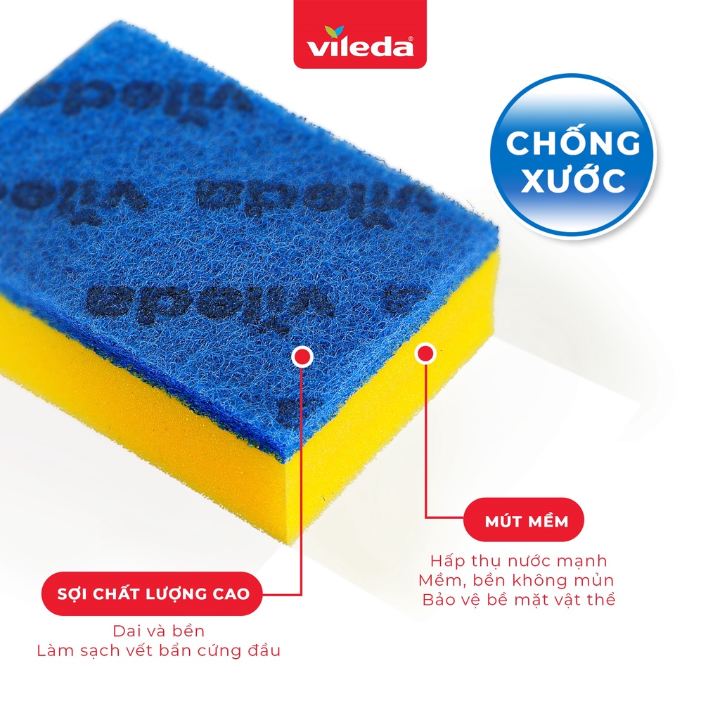 Mút rửa chén chống xước bát đĩa VILEDA gói 5 miếng - TSU156160