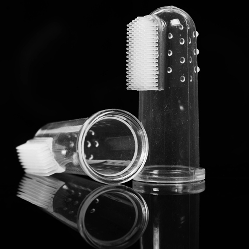 Set bàn chải mềm mại đeo ngón tay chà răng mèo cưng cún cưng